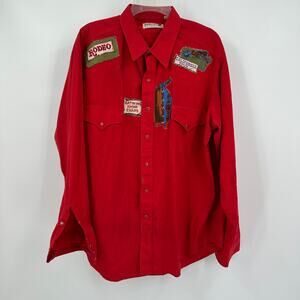 Vintage‎ Roebucks Mens Pearl Snap Western Shirt Size XL Upcycled Embellished